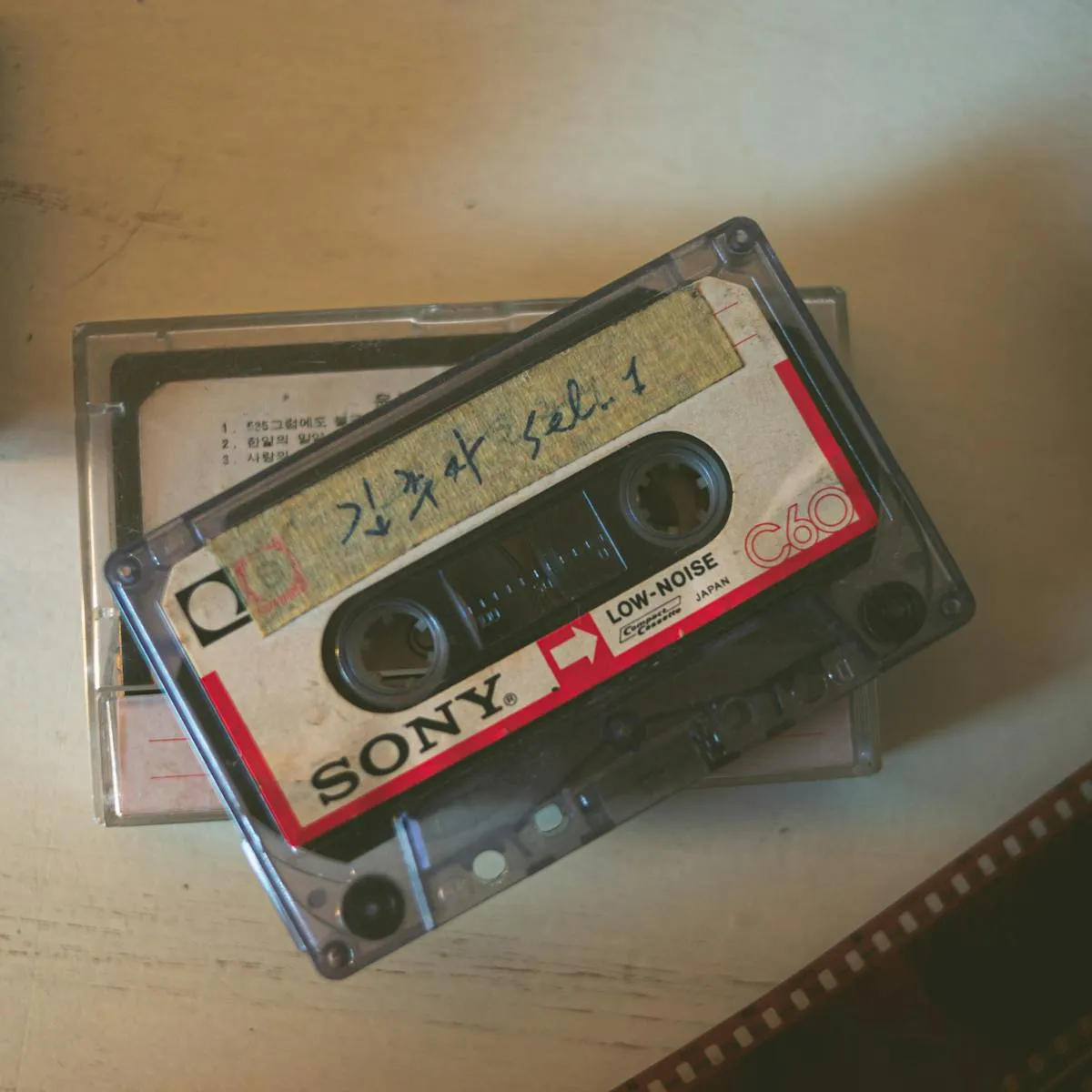 Close-up of a cassette tape